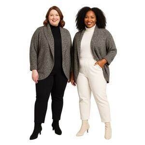 Talbots Black‎ Ivory Cocoon Cardigan 3X – Cozy Knit Open Front